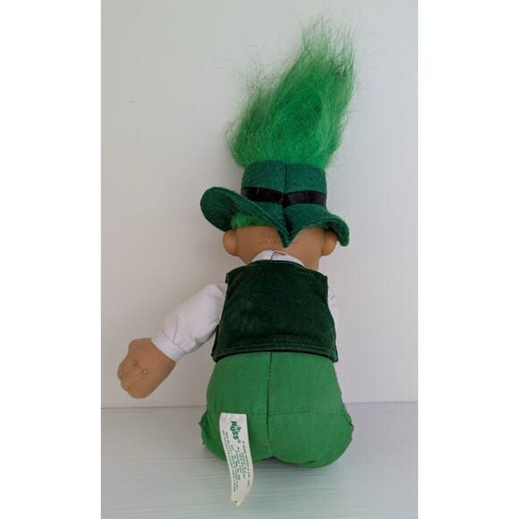 Vintage Russ Leprechaun Troll Doll w/Tag 8" Green Hair Clothes St Patrick's Day - Picture 3 of 8